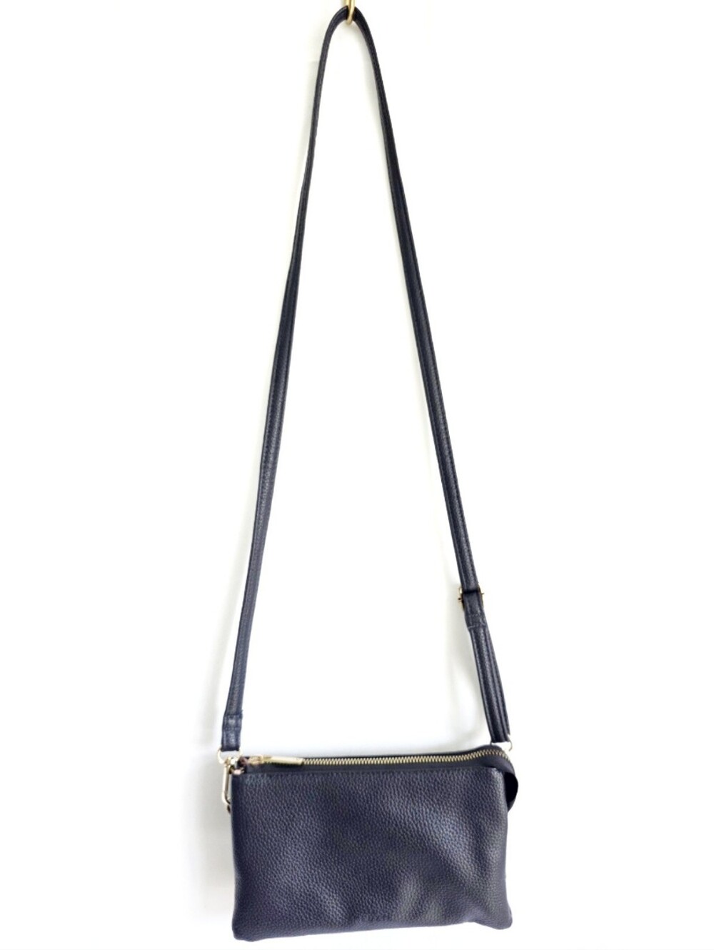 KEDZIE Adjustable Sling Crossbody Accordian Pebnle Vegan Leather Bag